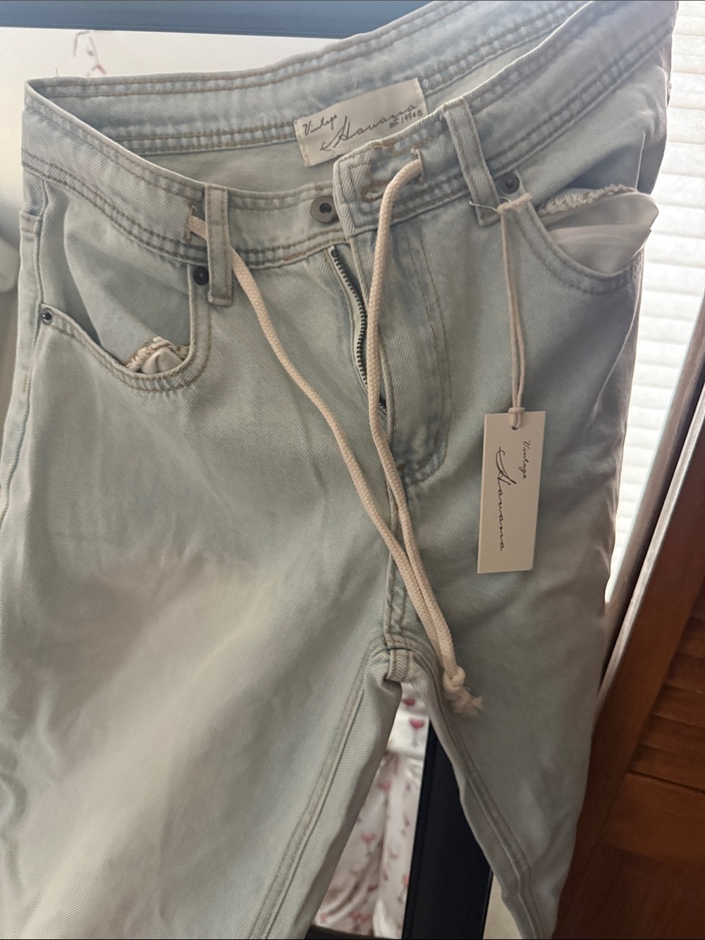 Vintage Havana Light Sage Green Wide Leg Jeans